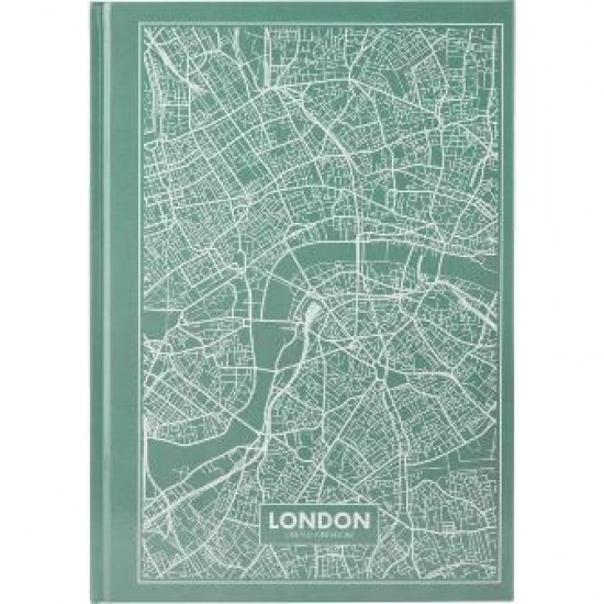 Книга записна А4 8422-516 Maps London 96арк., кліт., бірюзовий (10) (AXENT)
