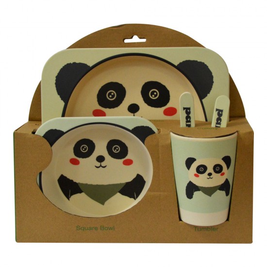 Посуд бамбуковий "Панда" набір 5 предметів, в упаковці 23*25.5*10см (12/24)