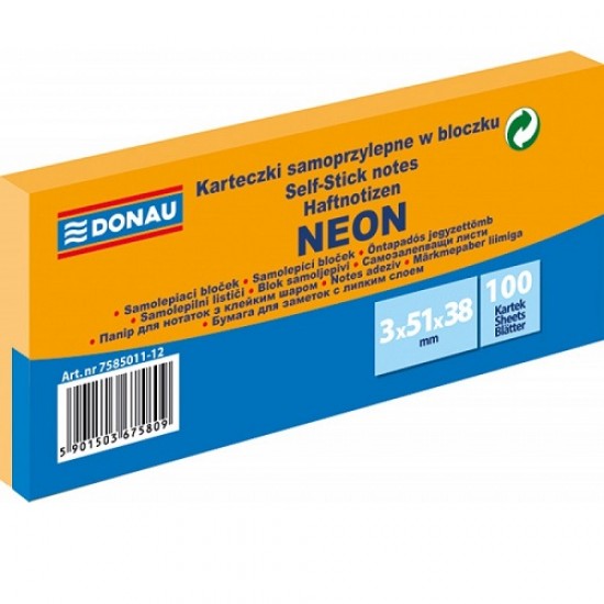 Стікер 38*51мм 3*100арк помаранч. NEON 7585011-12 (36) (DONAU)