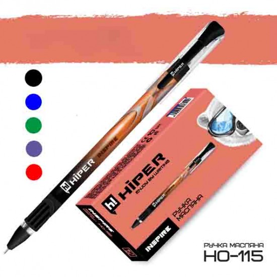 Ручка кулькова HO-115 "Inspire" масляна 0,7мм чорна (10/1000) (Hiper)