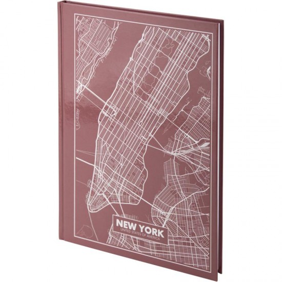 Книга записна А4 8422-543 Maps New York 96арк., кліт., рожево-корич. (AXENT)